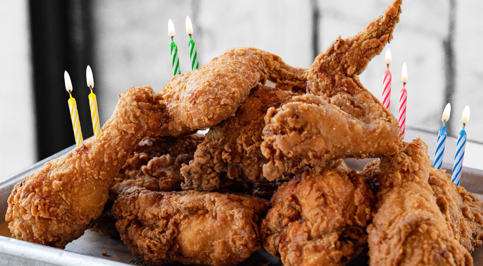 fried chicken with candles in it